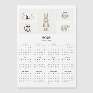 Whimsical Animal Boho Minimal 2025 Magnet Kalender