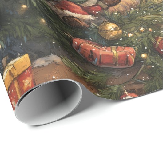 “Whimsical Animal Christmas Cadeaupapier (Rol Hoek)
