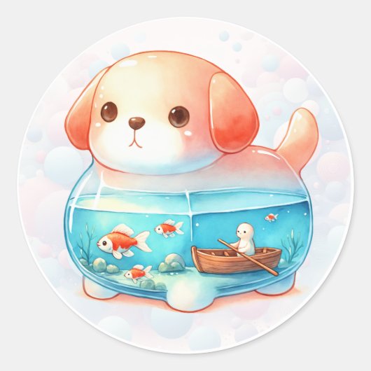 Whimsical Animal Jars - Hond - Ronde Sticker (Voorkant)