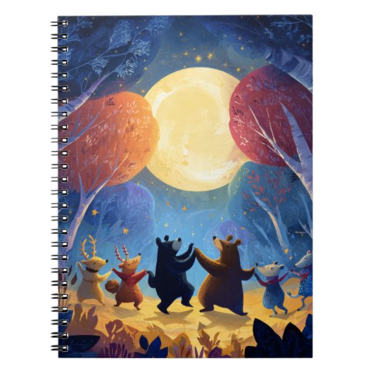 Whimsical Animal Moon Dance Notitieboek (Voorkant)