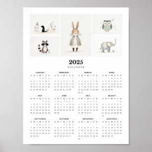 Whimsical Animals Boho Minimal 2025 Muurkalender Poster