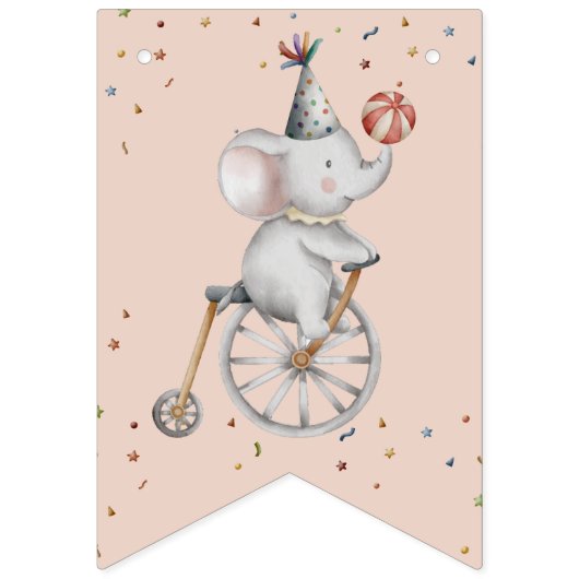 Whimsical Animals Circus Kids Verjaardagsfeestje Vlaggetjes (Eerste vlag)