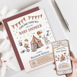 Whimsical Animals Circus Party Baby shower Kaart
