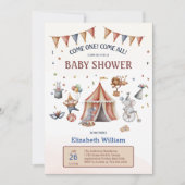 Whimsical Animals Circus Party Baby shower Kaart (Voorkant)