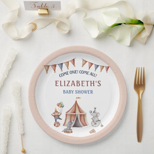 Whimsical Animals Circus Party Baby shower Papieren Bordje (Huwelijk)