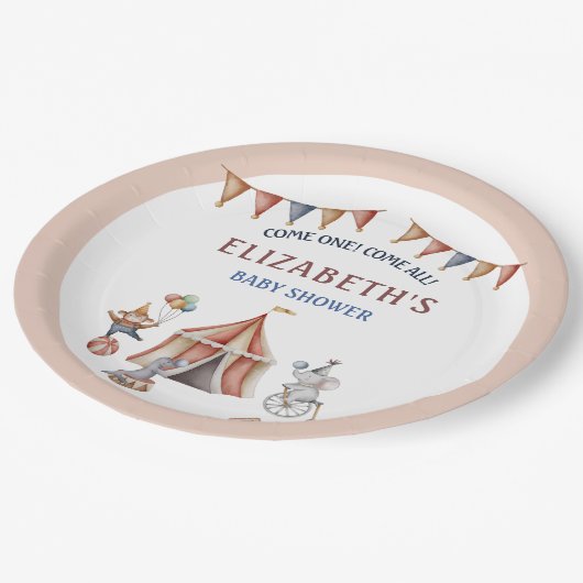 Whimsical Animals Circus Party Baby shower Papieren Bordje (Gekanteld)