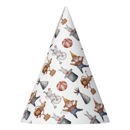 Whimsical Animals Circus Verjaardagsfeest Feesthoedjes (Links)