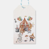 Whimsical Animals Circus Verjaardagsfeestje Cadeau Cadeaulabel (Achterkant)