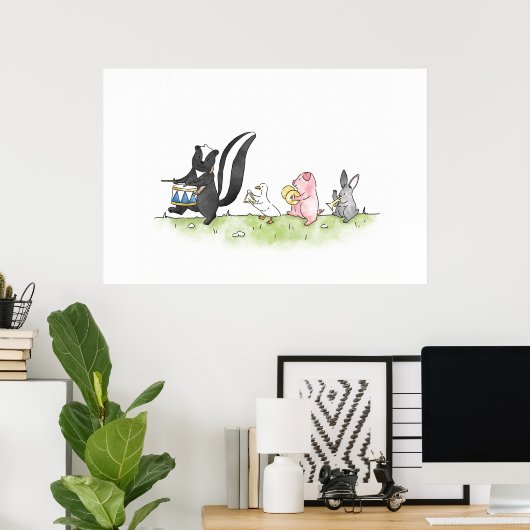 Whimsical Animals Marching Band Poster (Thuiskantoor)