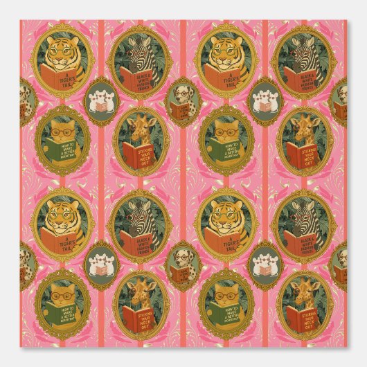 Whimsical animals reading books  behang (Voorkant)