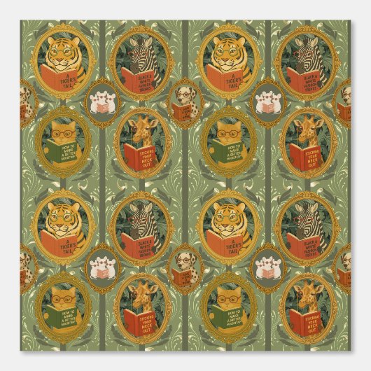 Whimsical animals reading books  wallpaper behang (Voorkant)