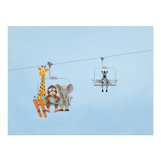 Whimsical Animals Riding Chairlift Poster (Voorkant)