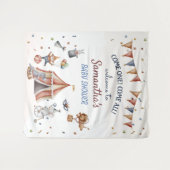 Whimsical AnimalsCircus Party Baby shower Achtergr Wandkleed (Voorkant (horizontaal))