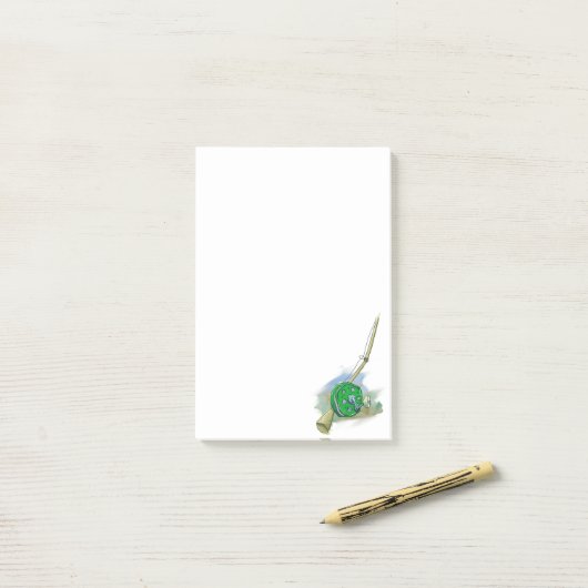 Whimsical Antiek Vist Reel Post-It Notes (Op bureau)