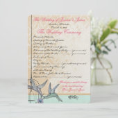 Whimsical Antiek Vogelkooi Huwelijksprogramma Programmakaart (Staand voorkant)