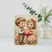 Whimsical Antieke Valentijnsdag Feestdagenkaart (Staand voorkant)