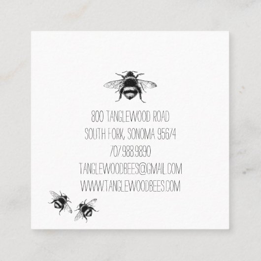 Whimsical Apiary Elegant Honey Bee Logo Imker Vierkante Visitekaartje (Achterkant)