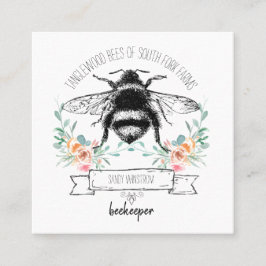 Whimsical Apiary Elegant Honey Bee Logo Imker Vierkante Visitekaartje