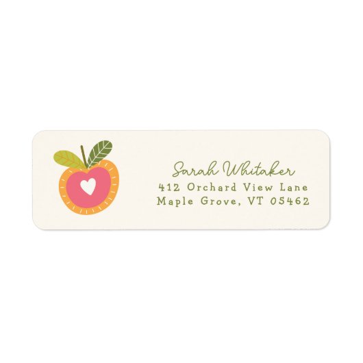 Whimsical Apple Autumn Green Schattige Modern Etiket (Voorkant)
