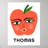 Whimsical Apple CUSTOM BABY NAAM Kunst Poster (Voorkant)