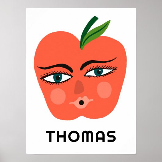 Whimsical Apple CUSTOM BABY NAAM Kunst Poster (Voorkant)