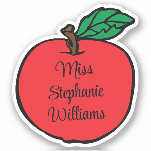 Whimsical Apple Teacher's Name Cutout Sticker (Voorkant)