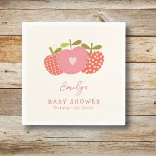 Whimsical Apple Theme Herfst Baby shower roze rood Servet