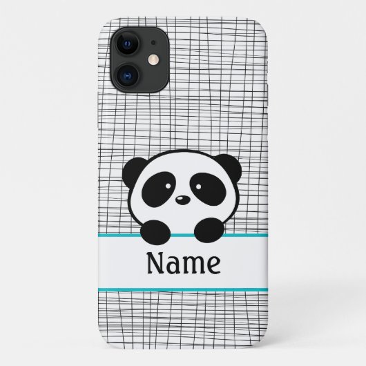 Whimsical Aqua Blue Gepersonaliseerde Panda Case-Mate iPhone Case (Achterkant)