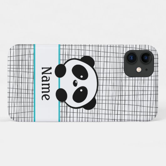 Whimsical Aqua Blue Gepersonaliseerde Panda Case-Mate iPhone Case (Achterkant (horizontaal))