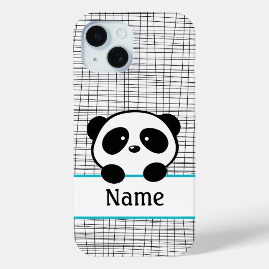 Whimsical Aqua Blue Gepersonaliseerde Panda Case-Mate iPhone Case (Achterkant)