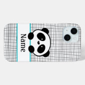 Whimsical Aqua Blue Gepersonaliseerde Panda Case-Mate iPhone Case (Achterkant (horizontaal))