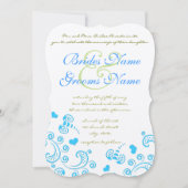Whimsical Aqua Bumble Bee Swirl Wedding Invite Kaart (Voorkant)