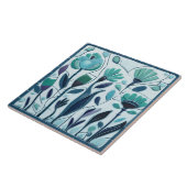 Whimsical Aqua Turquoise Bloemen Tegeltje (Zijkant)
