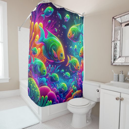 "Whimsical Aquatic Ballet" Douchegordijn (In situ)