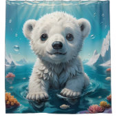 Whimsical Arctic Polar beer badkamer Douchegordijn (Voorkant)
