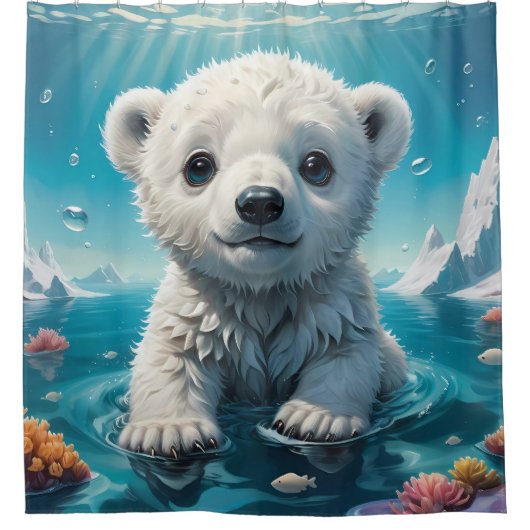 Whimsical Arctic Polar beer badkamer Douchegordijn (Voorkant)