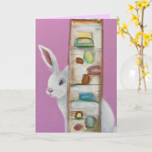 Whimsical Art Konijn 3 Kaart (Gele Bloem)