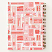 Whimsical Art levert koraalrood patroon monogram Notitieboek (Achterkant)