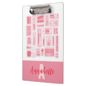 Whimsical Art levert roze patroon monogram Klembord (Links)