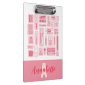 Whimsical Art levert roze patroon monogram Klembord (Rechts)