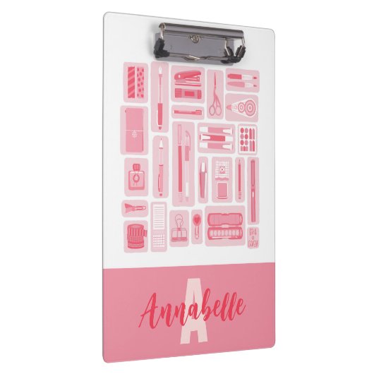 Whimsical Art levert roze patroon monogram Klembord (Rechts)