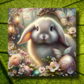 Whimsical Art Nouveau Fantasy Lop Bunny Pasen Feestdagenkaart