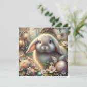 Whimsical Art Nouveau Fantasy Lop Bunny Pasen Feestdagenkaart (Staand voorkant)