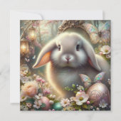 Whimsical Art Nouveau Fantasy Lop Bunny Pasen Feestdagenkaart (Voorkant)