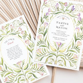 Whimsical Art Nouveau Freesias Gold Wedding Kaart