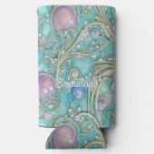 Whimsical Art Nouveau Monogram Seltzer Blikjeskoeler (Achterkant)