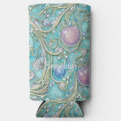 Whimsical Art Nouveau Monogram Seltzer Blikjeskoeler (Voorkant)