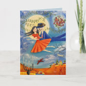 Whimsical Art Skelet en Vrouw Eeuwige Liefde Kaart (Voorkant)