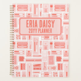 Whimsical Art Supplies patroon koraal rood Planner
