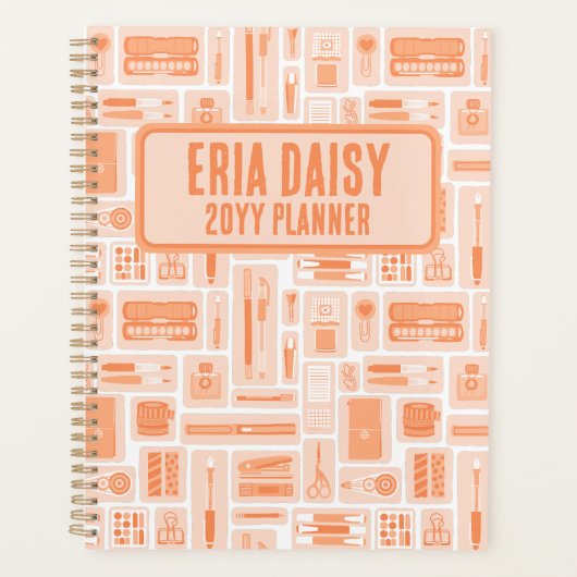 Whimsical Art Supplies Patroon Perzik Sinaasappel Planner (Voorkant)